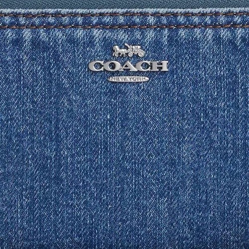 Neu mit Etikett Coach lange Geldbörse mit umlaufendem Reißverschluss in Denim CAO79 silberfarben/indigo - Bild 8 von 9