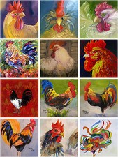 Ceramic Mural Art Roosters Backsplash Tile 793