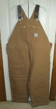 NEW Carhartt Men's Brown Duck Quilt Lined Bib Overall 6FBQZ Size 48X30 D3