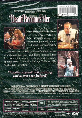 Death Becomes Her - Meryl Streep , Bruce Willis , Goldie Hawn , New DVD - Picture 2 of 2