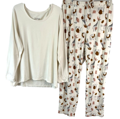 AnyBody Brushed Jersey Pajama Set 1X Animal Novelty Print A387702 Women WB23