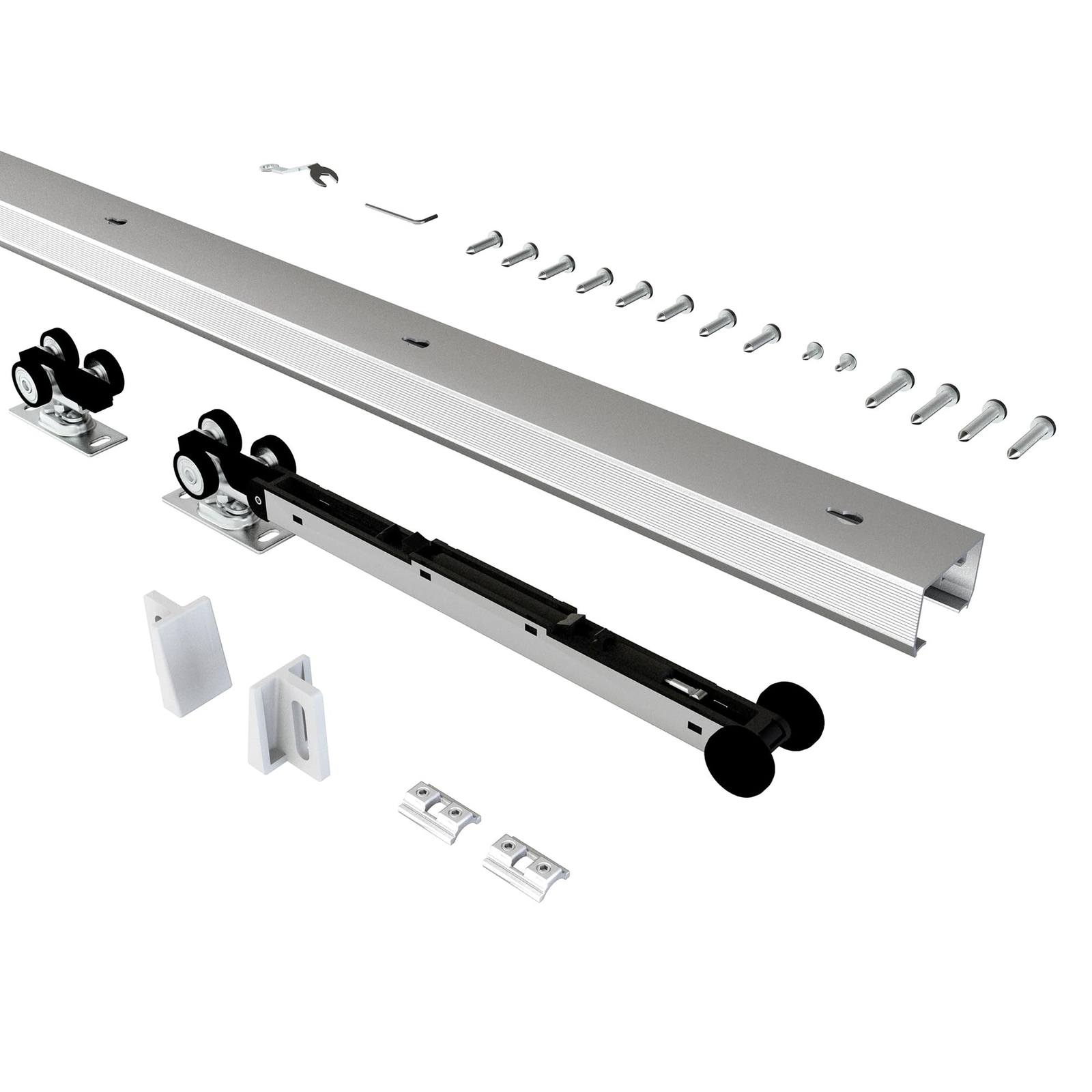 5FT Commercial Grade Pocket Door Hardware and Track Set with Soft Close Mecha...