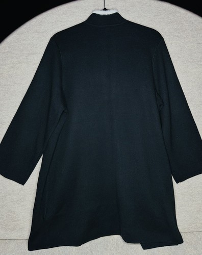 Alfani Long Cardigan Jacket Sweater Black 1x White Piping Trim Soft - Picture 7 of 8