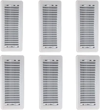 4" x 10" Floor Vent Covers White 6 Pack - Heavy Duty Walkable Floor Registers -