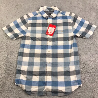 The North Face Shirt Mens S Blue Check Short Sleeve Button Up Pocket NEW NWT