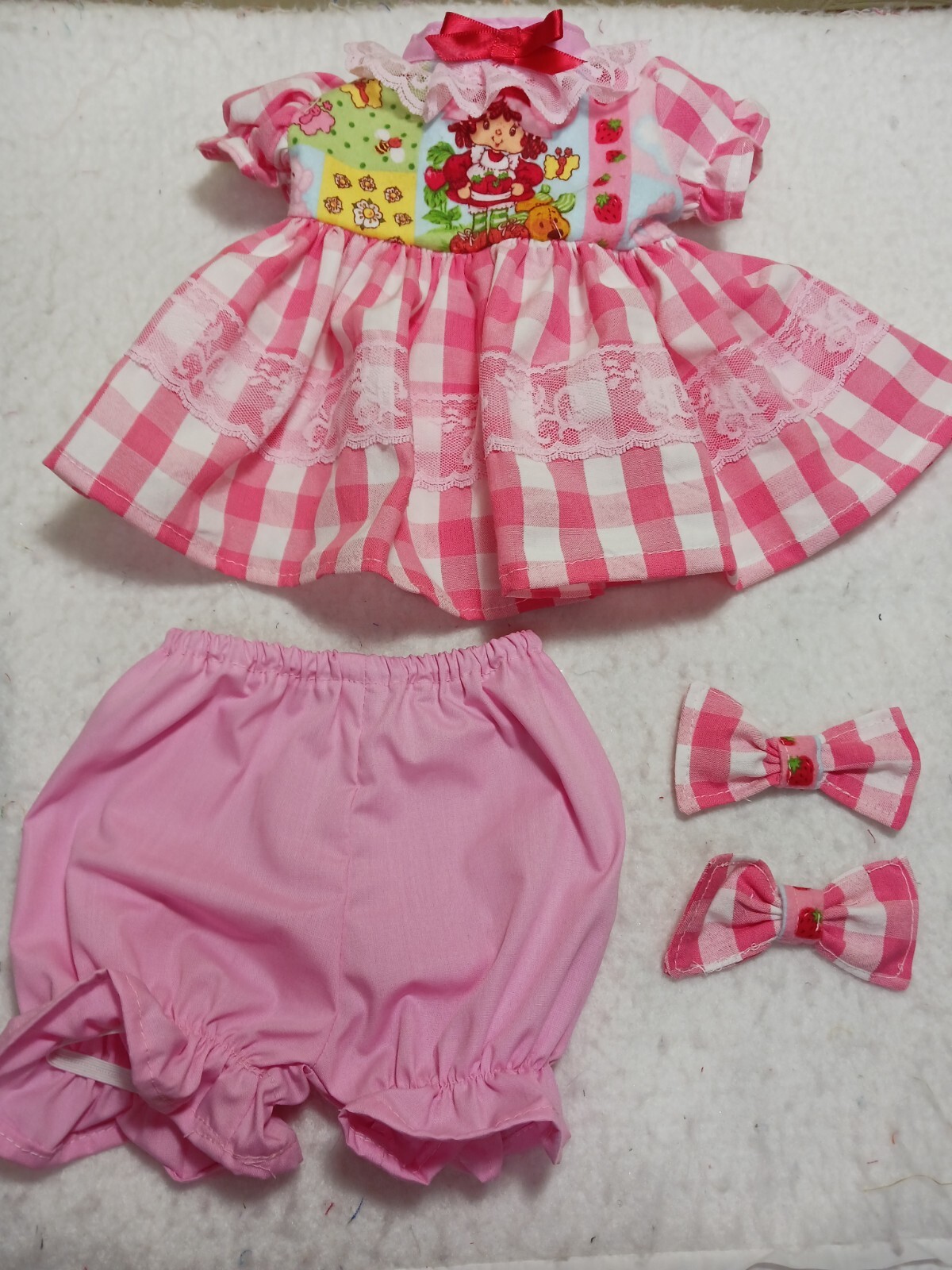 Mauve hearts dress, panties, & headband--fits 16