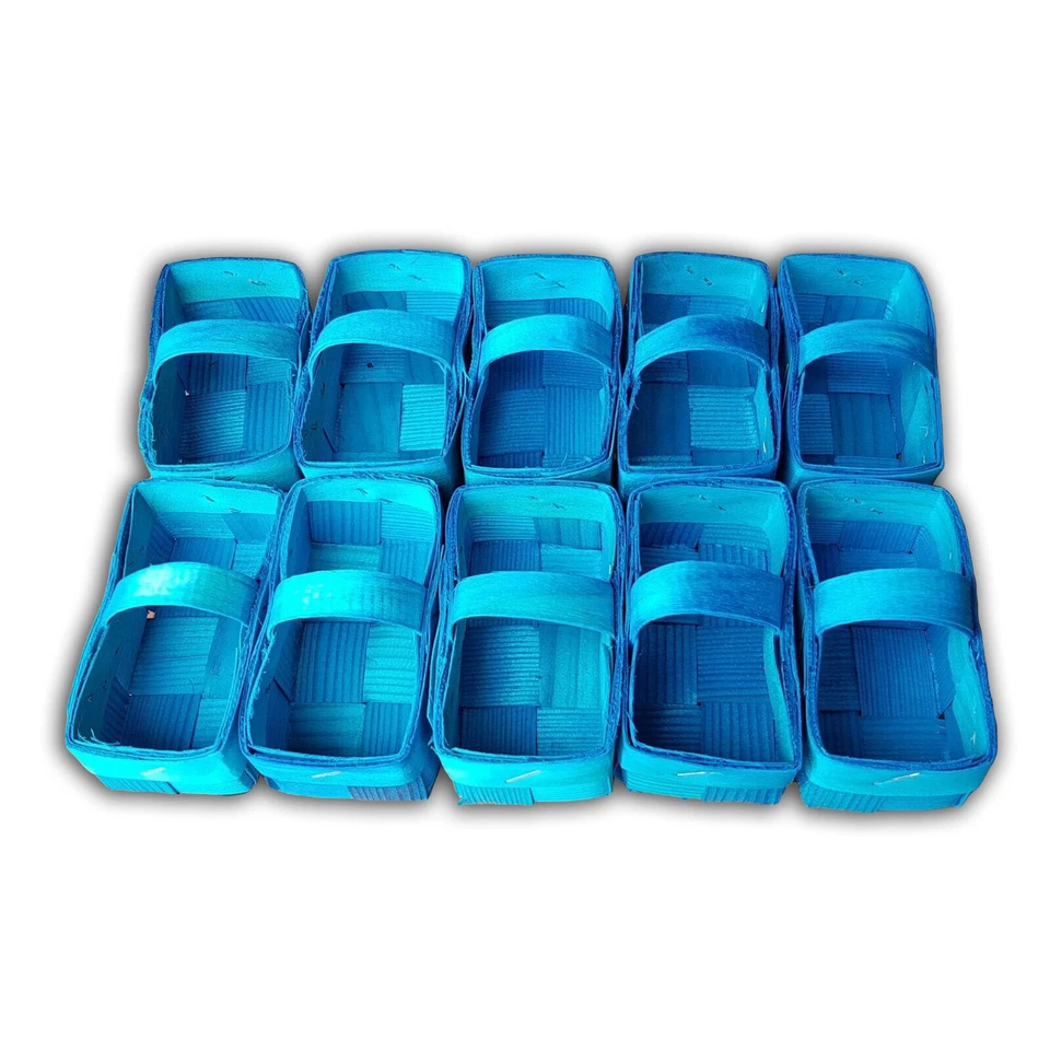 Wooden Small Baskets, Set of 10, Handmade from pine shavings In Blue Colour - Image 2 of 4