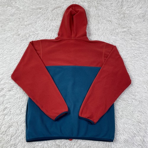 Patagonia Jacket Kids XL 14 Red Blue Micro D Snap T Fleece Full Zip Hood Pocket - Picture 8 of 14