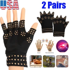2Pairs Copper Compression Gloves Hand Arthritis Support Joint Pain Relief US