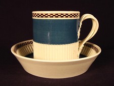 VERY RARE 1780s CUP and SAUCER MOCHA MOCHAWARE PEARLWARE STAFFORDSHIRE MINT