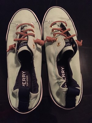 Sperry Women's Pier View Elastic Mint Canvas Sneaker size STS80034 