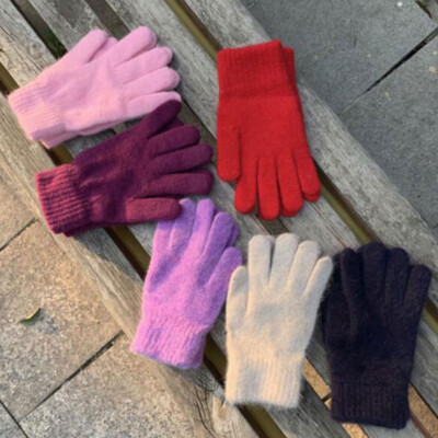 Solid Color Full Fingers Outdoor Gloves Imitation Cashmere Plush Warm Multicolor