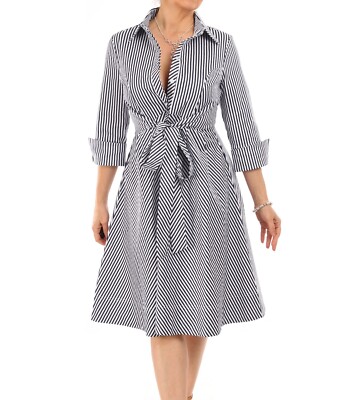 New Navy and White Striped Collared Skater Dress - Knee Length | eBay New Navy and White Striped Collared Skater Dress - Knee Length | eBay