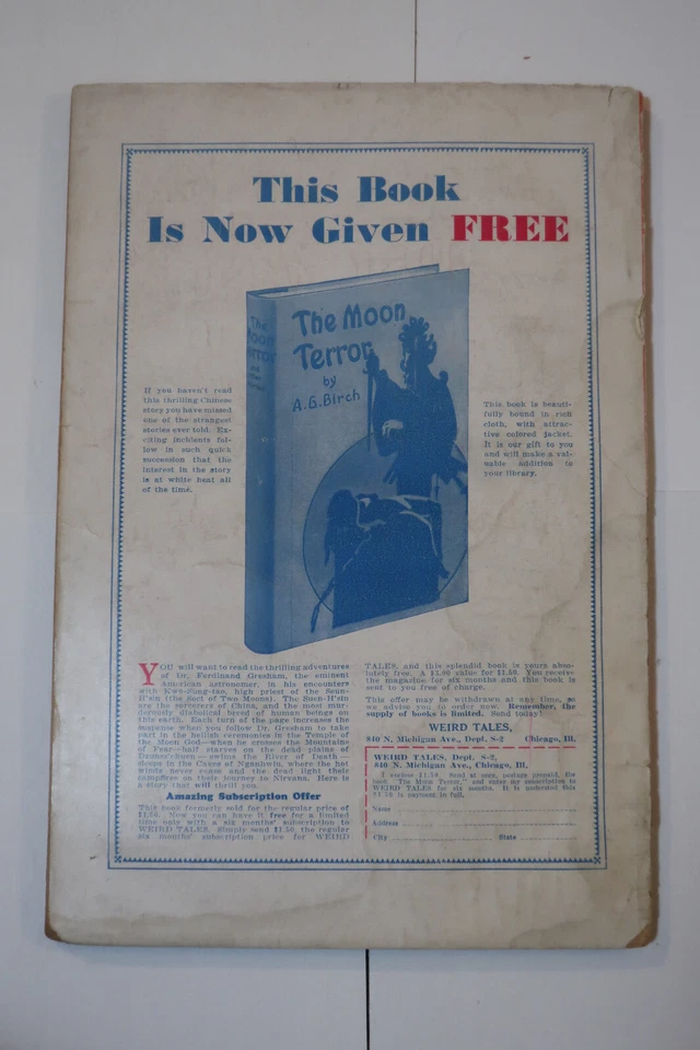 Revista Weird Tales Pulp 1ª Serie Julio 1931 Vol. 17 #4 GD+ Lovecraft Foto 2 de 4