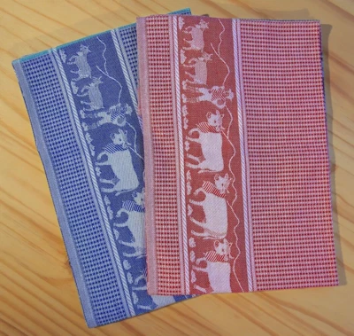 CRYSTAL ARROW Set of 2 Swiss Alpine Cow Jacquard Tea Towel Alps Kitchen Towel Cotton Cloth