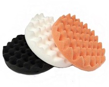 3 x Foam Buffing Pad Kit Waffle Mopheads, Polishing Hook and loop 150mm x 25mm
