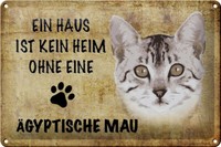 Blechschild Spruch 30X20 Cm ÄGyptische Mau Katze Metall Deko Schild Tin Sign