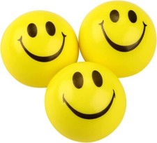 Smiley Face Squeeze Ball Kids Stress Reliver Funny Yellow Soft Balls Pack of 12.