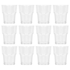 12x 260ml Reusable Plastic Tumblers Wine Party Wedding BBQ Drinking Glasses Cups