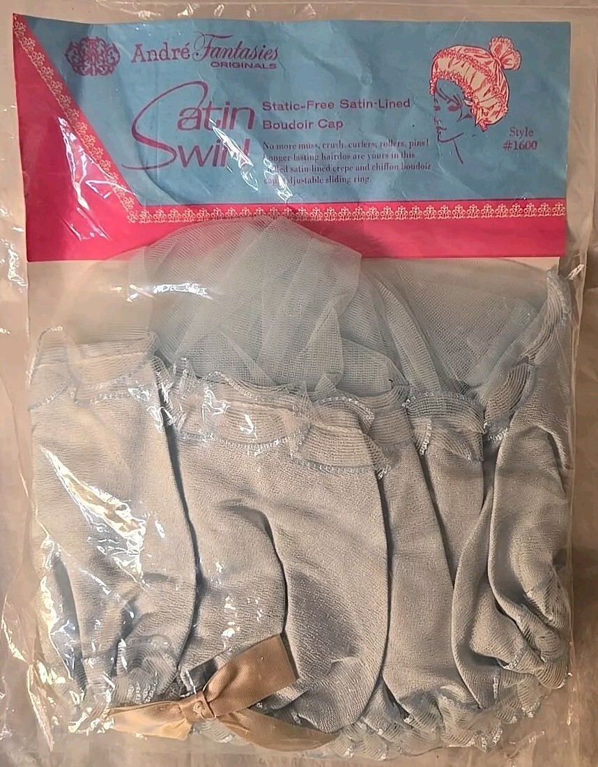 VTG Andre's Fantasies Satin Swirl SLEEP Boudier CAP Womens HAIR Hat