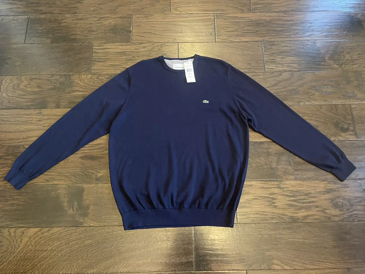 defile fup bunke NEW Lacoste Classic Fit Crew Neck Cotton Pullover Sweater Navy Blue Size  XXL NWT | eBay