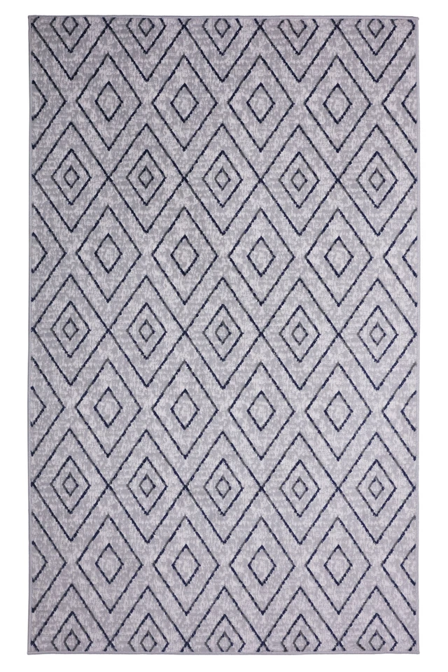 Diamond Geometric Runner - 2'x 8', Grey, Moroccan Transitional Area Rug - 517 - Image 3 of 4