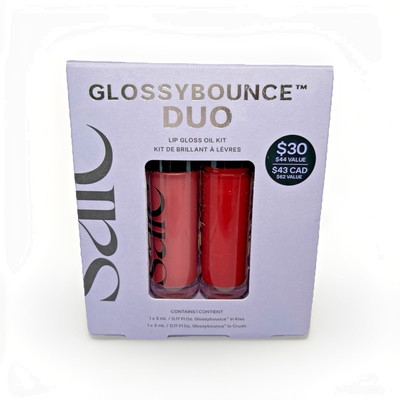 NIB Saie Glossy bounce Duo Lip Gloss Oil Kit - KISS & CRUSH - Full Size Bundle