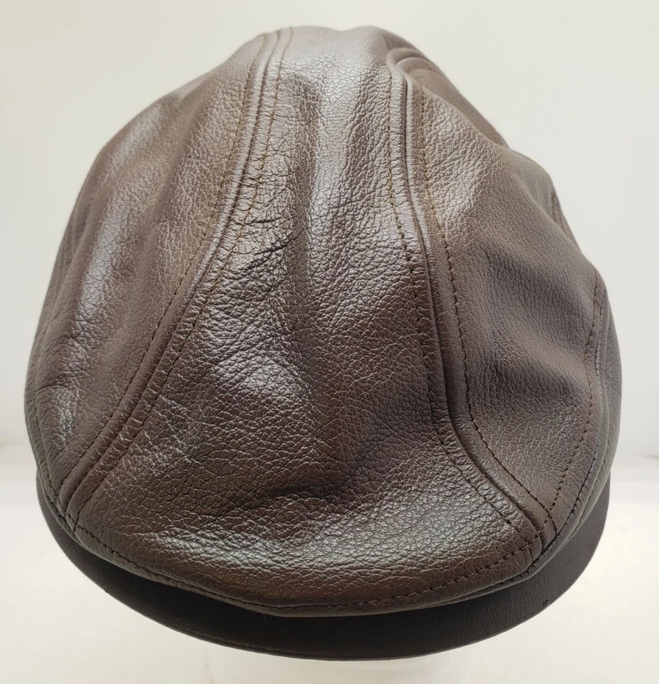 CLARO USC Parche en DE COLECCIÓN CUERO MARRÓN Derby SOMBRERO Gorra Talla S/M Newsie Imitación Cuero Foto 2 de 4