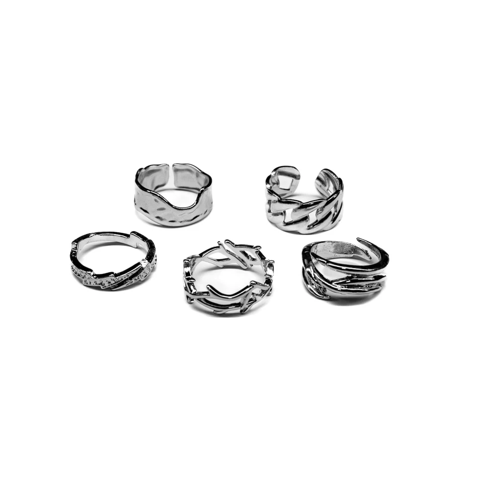 Verstellbare Ringe 5er Set Herren Ring Damen Ring Unisex Ring