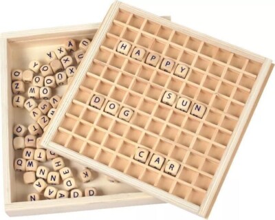 Wortplättchen Educate, aus FSC 100%-zertifiziertem Holz, Lernspielzeug für ABC Anfang