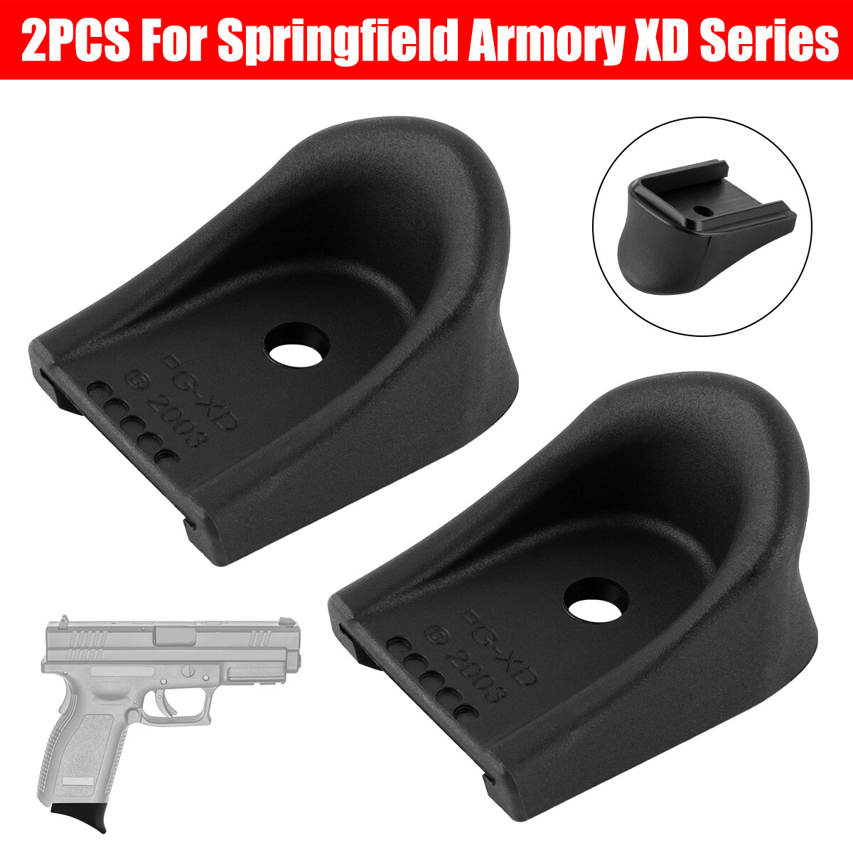 2pack Grip Frame Extension for Springfield Armory XD Series 9mm