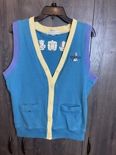 Vintage Izod Club Golf Sweater Vest Homestead Adult Large Blue Button