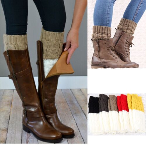 Accessories Women Acrylic Leg Warmers Mixed Colors Boot Cuffs Knitted Socks - Picture 1 of 18
