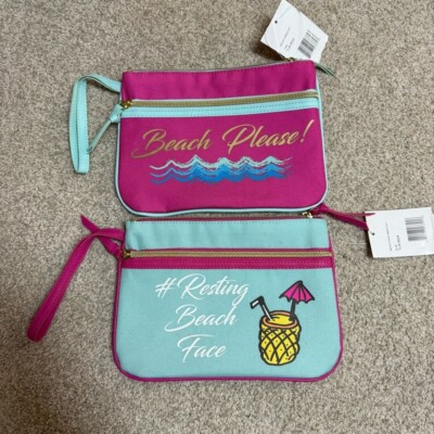 NWT Luv Betsey Johnson Beach Please! And Resting Beach Face Wristlets
