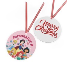 Disney Princesses Christmas Ornaments, Personalized, Ariel, Jasmine, Cinderella