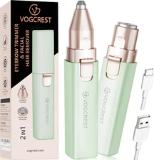 VOGCREST Hair Trimmer, 2 in 1 Facial Hair Remover & Eyebrow Trimmer for Women -