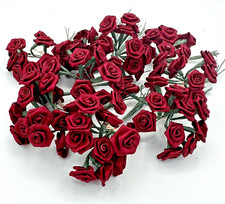 Vintage Lot Red Roses Faux Flowers Millinery Bouquets 9 dozen Wire Crafting
