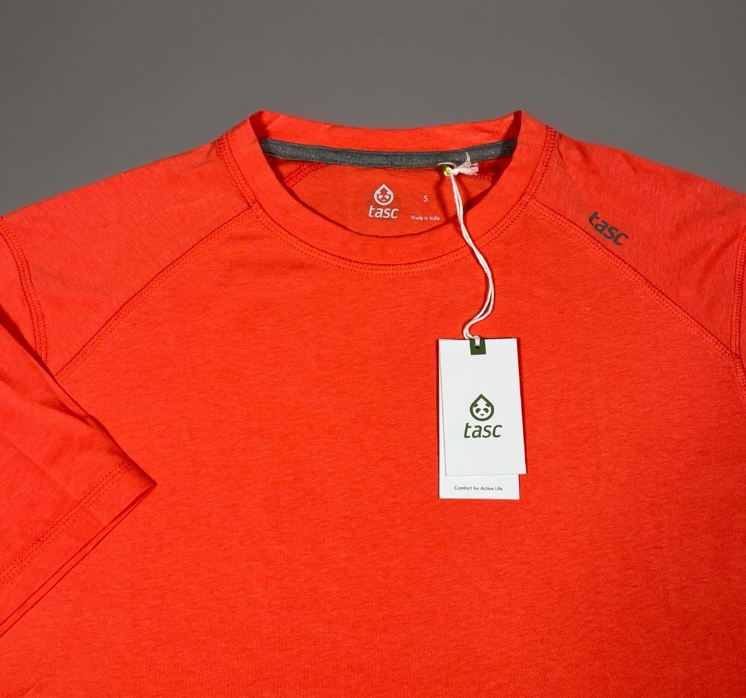 Tasc Carrollton Performance T-Shirt Men S Coral Blaze Organic Cotton/Bamboo NWT