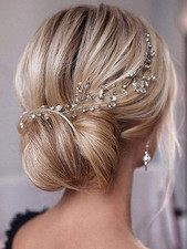 Wedding Bridal Hair Accessories Prom Crystal Hair Vine for Women Silver 