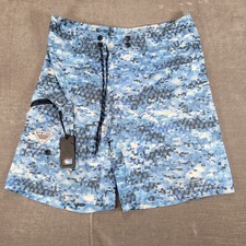 Columbia PFG Fishing Gear Mens Swim Trunks Board Shorts Size 32 Blue Camo