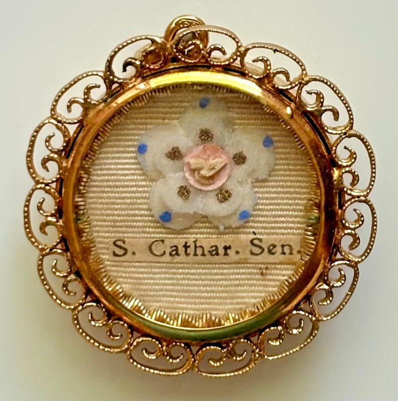 Vintage Reliquary Relic - St. Catherine of Siena, STERLING Case 48.69 Grams