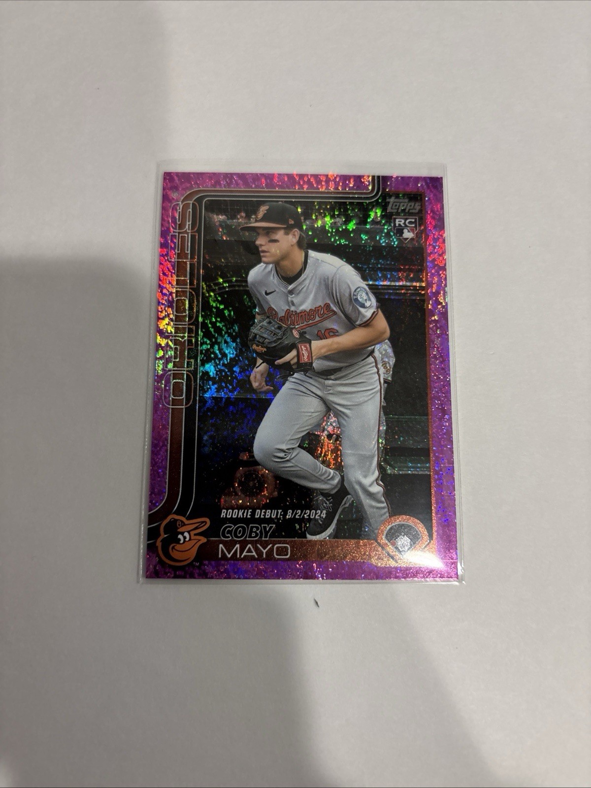 2025 Topps Update Series - Rookie Debut Coby Mayo #US282 Pink Holo Foil (RC)