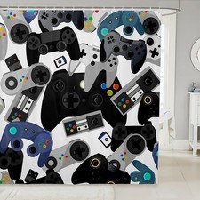 72x72 Inch Gamer Gamepad Shower Curtain for Teen Boys Girls Kids Video Games