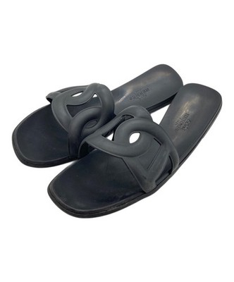 HERMES Sandals Mule Shoes Chaine d'Ancre Aloha EU 38 US 8 Black Authentic