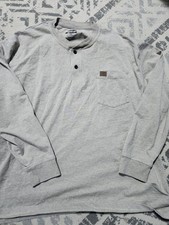 Wrangler Riggs Workwear Men's XXL Long Sleeve Henley Two Button Shirt w/ Pocket