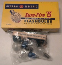 General Electric GE Sure-Fire 5 Flashbulbs, Partial Box w/Few Extra Loose Bulbs