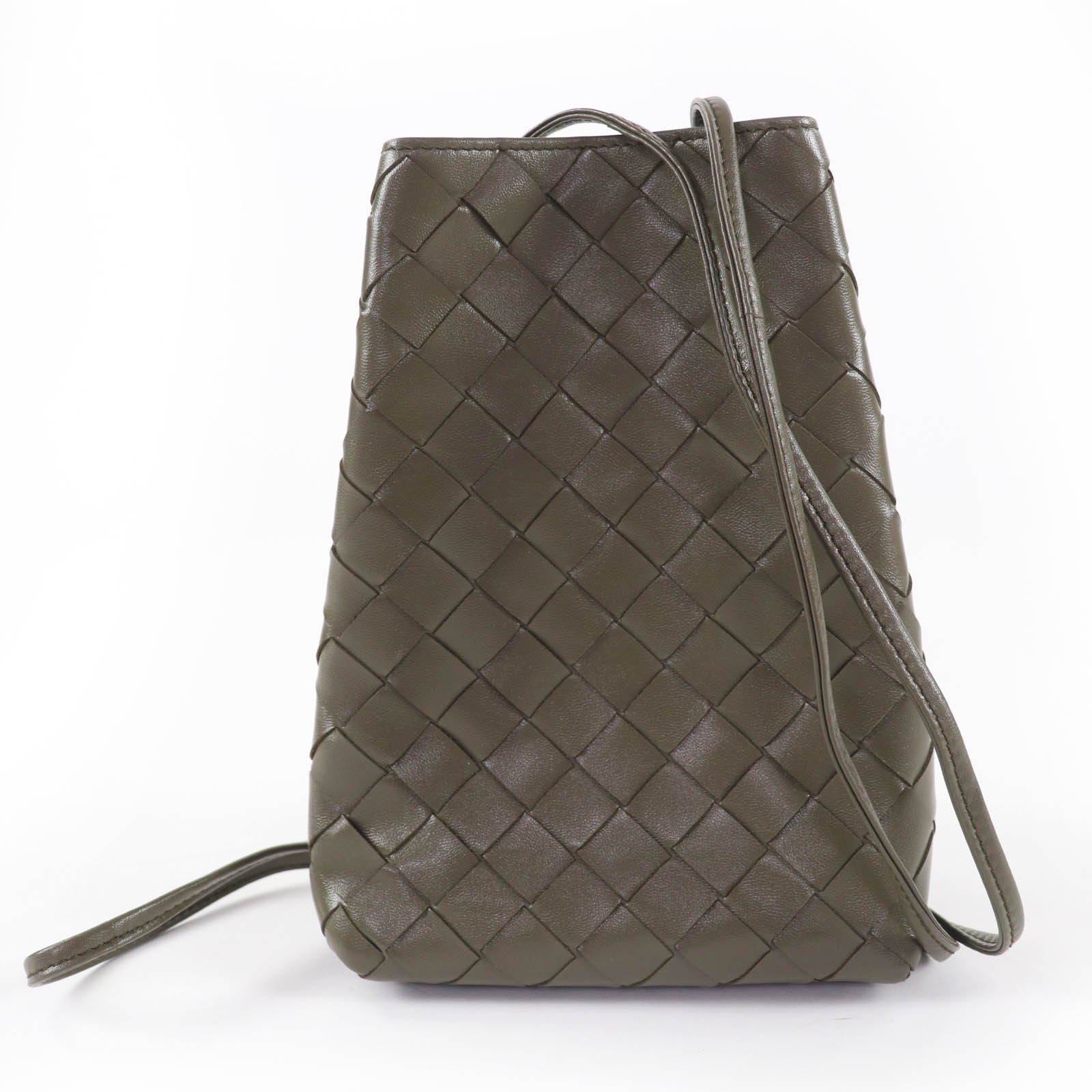 Excellent BOTTEGAVENETA Shoulder Bag INTRECCIATO leather khaki leather Women