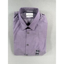 Calvin Klein Steel Slim Fit Purple Herringbone Dress Shirt 15.5 34/35 M NEW