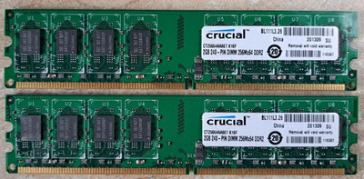 Crucial 2GB x2 4 GB Total PC2-5300 DDR2-667MHz RAM Desktop SDRAM Memory UDIMM