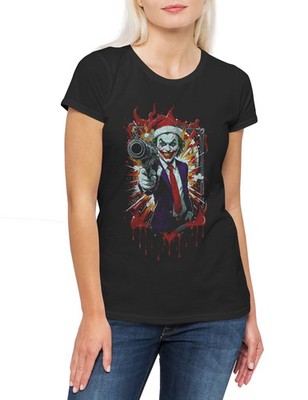 Christmas Hat Joker Damen T-Shirt Happy Santa X-Mas Claus Holidays Batman
